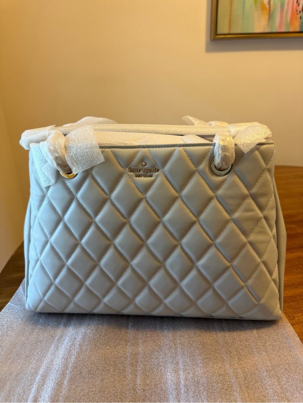 Kate Spade Quilted Shoulder Bag in Light Gray